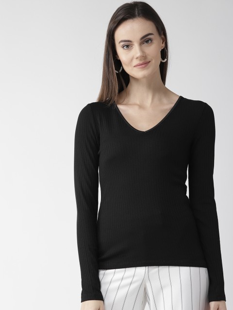 

Marks & Spencer Women Black Ribbed Regular Top