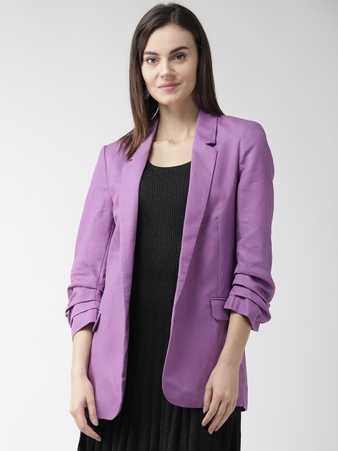 

Marks & Spencer Women Purple Solid Front-Open Blazer