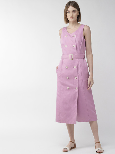 

Marks & Spencer Women Solid Purple Wrap Dress
