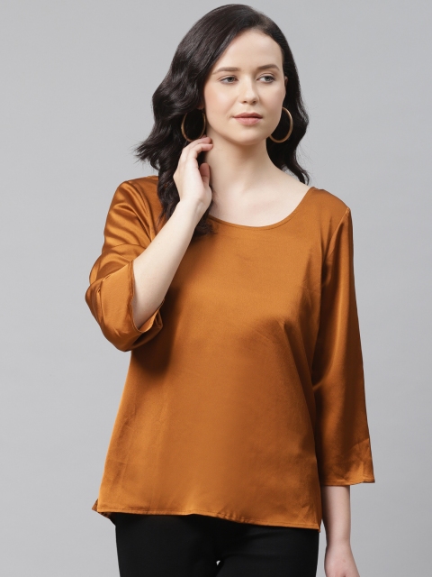 

Marks & Spencer Women Mustard Brown Satin Finish Solid Top