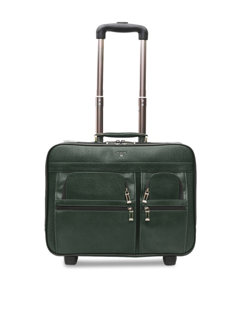 

Da Milano Unisex Green Solid Leather Cabin Trolley Bag