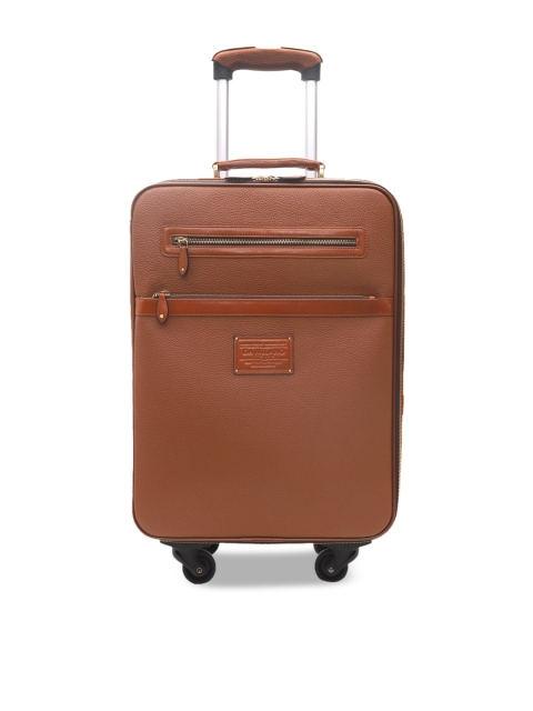 

Da Milano Unisex Tan Brown Solid Leather Cabin Trolley Bag