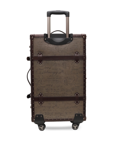 

Da Milano Unisex Brown Printed Leather Cabin Trolley Bag