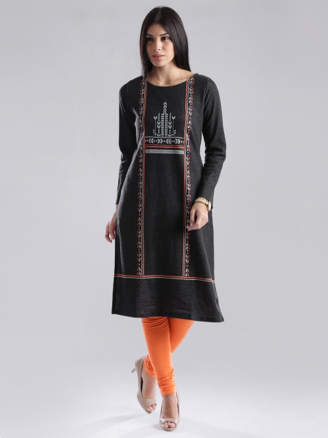 

W Charcoal Grey Winter Kurta