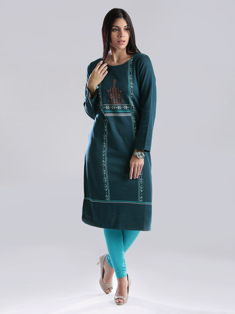 

W Teal Blue Winter Kurta