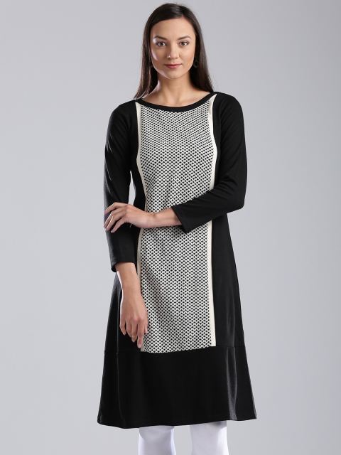 

W Black & Off-White Winter A-Line Kurta