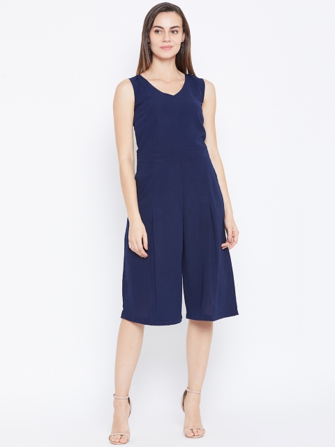 

Cottinfab Women Navy Blue Solid Capri Jumpsuit