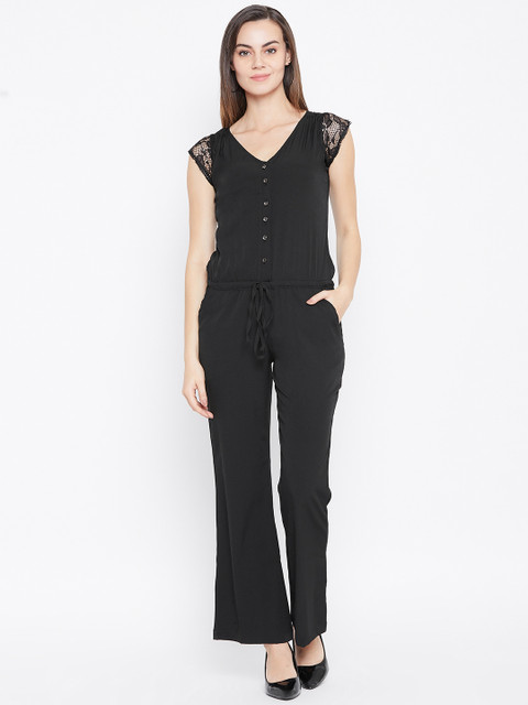 

Cottinfab Women Black Solid Basic Jumpsuit