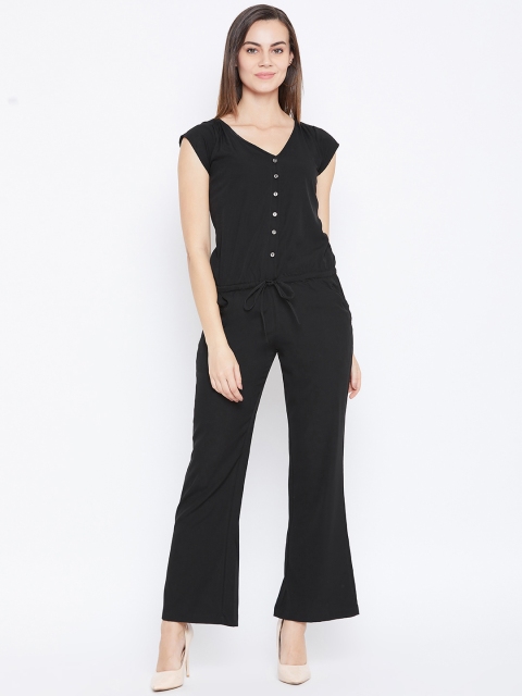 

Cottinfab Women Black Solid Basic Jumpsuit
