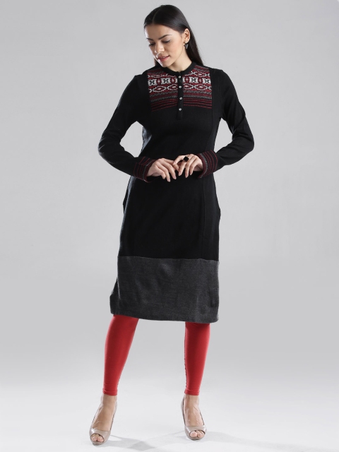 

W Black Embroidered Winter Kurta