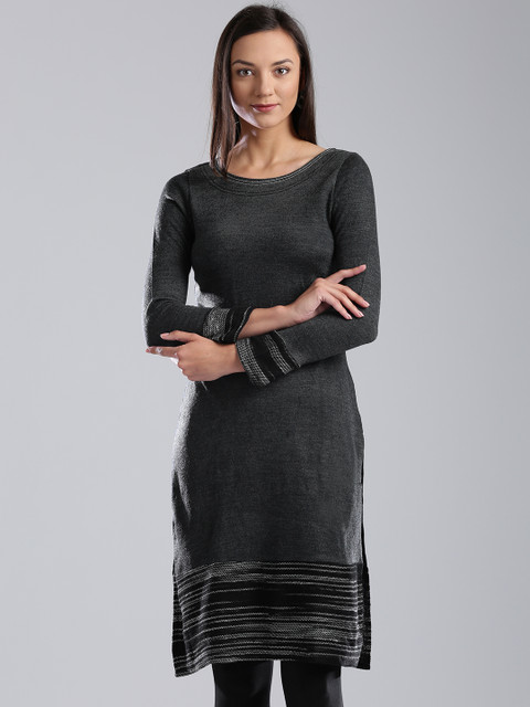

W Grey Melange Winter Kurta