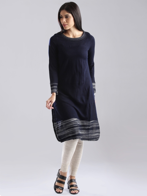 

W Navy Winter Kurta, Navy blue