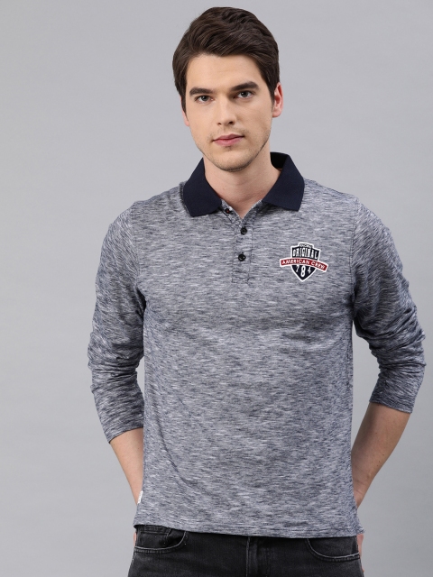 

American Crew Men Navy Blue & White Solid Polo Collar T-shirt