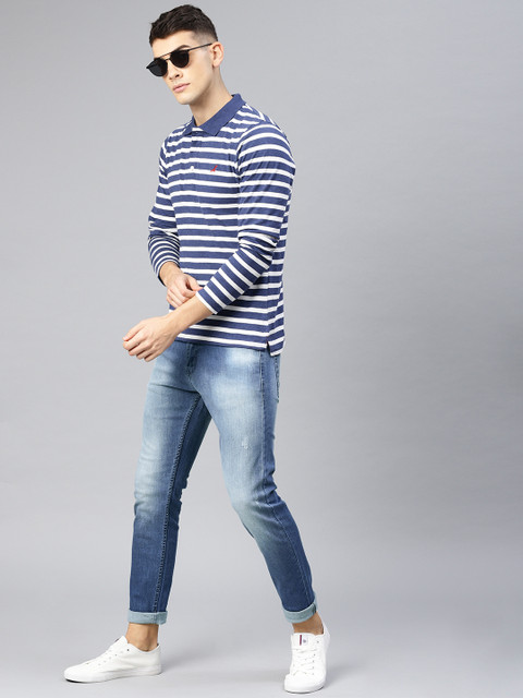 

American Crew Men Blue Slim Fit Mid-Rise Low Distressed Stretchable Jeans