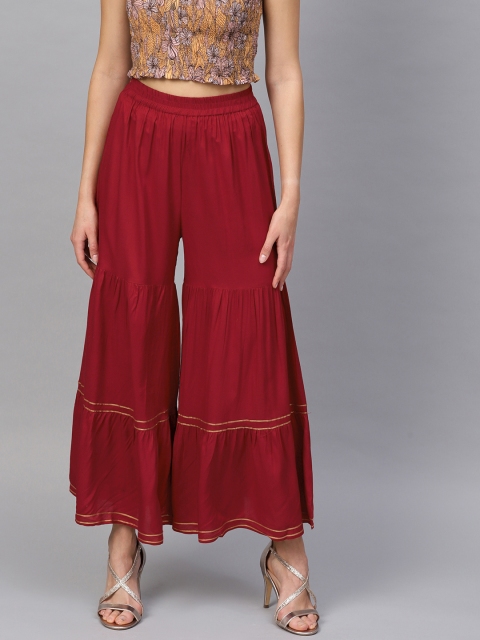 

RARE ROOTS Women Maroon Solid Flared Sharara