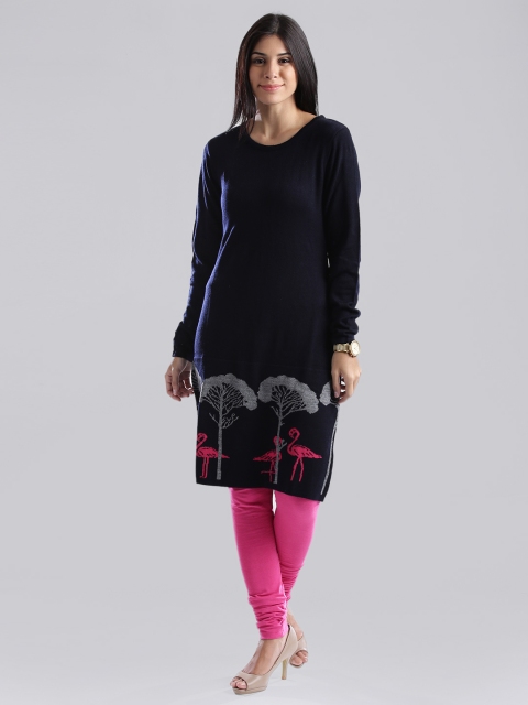 

W Navy Winter A-Line Kurta, Navy blue