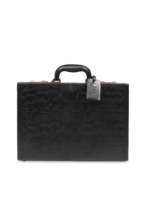 

Da Milano Men Black Printed Leather Briefcase