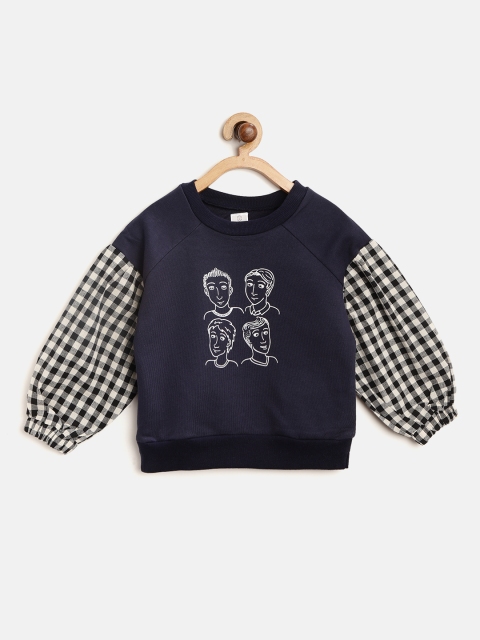 

AWW HUNNIE Kis Navy Blue & White Printed Sweatshirt