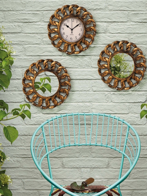 

TIED RIBBONS Set Of 3 Multicoloured Round Printed Analogue Wall Clock, Multi