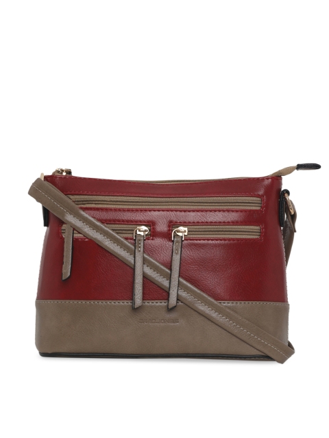 

David Jones Red & Taupe Colourblocked Sling Bag