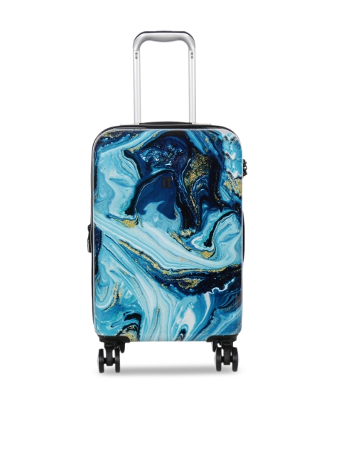 

IT luggage Unisex Turquoise Blue Printed Hardsided Trolley Bag