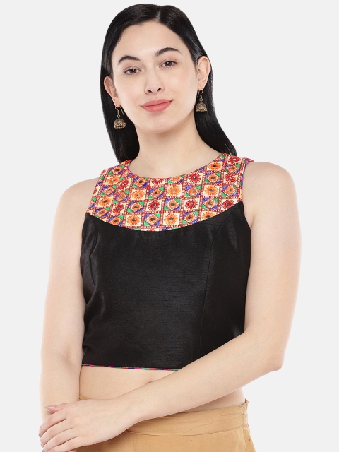 

Just B Women Black Embroidered Dupion Saree Blouse