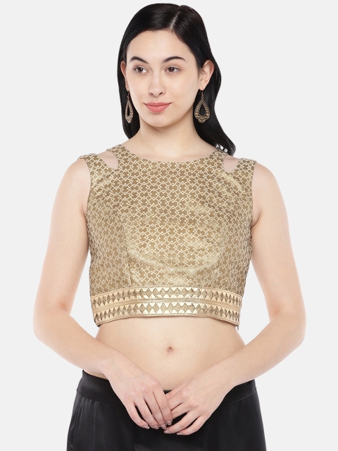 

Just B Gold-Toned Jacquard Woven Saree Blouse