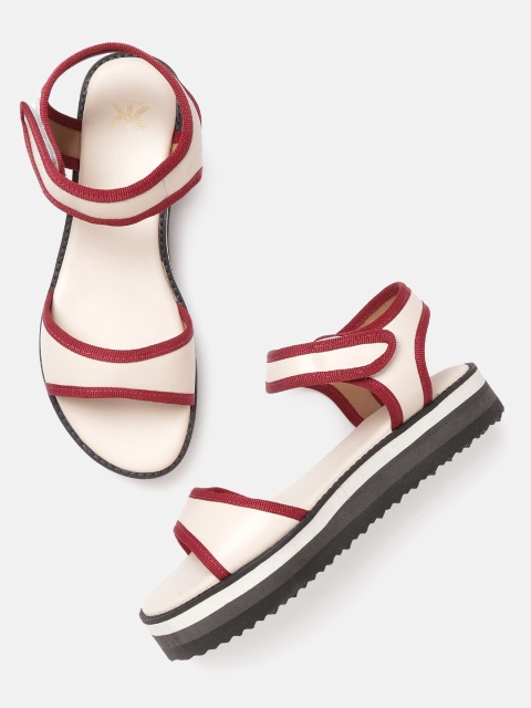 

Kook N Keech Women Off-White & Maroon Solid Flatforms