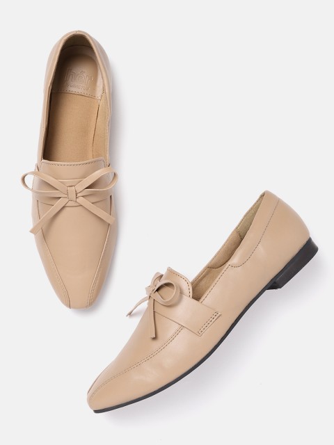 

her by invictus Women Beige Bow Detail Cushioned Loafers