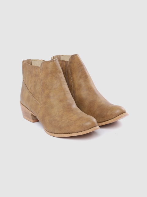 

The Roadster Lifestyle Co Women Brown Solid Mid-Top Flat Boots