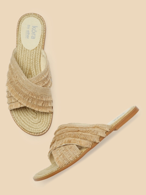 

Ether Kora Collection Women Beige Jute Sustainable Open Toe Flats