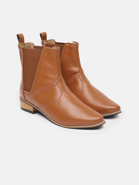 

Roadster Women Tan-Brown Solid Mid-Top Chelsea Boots