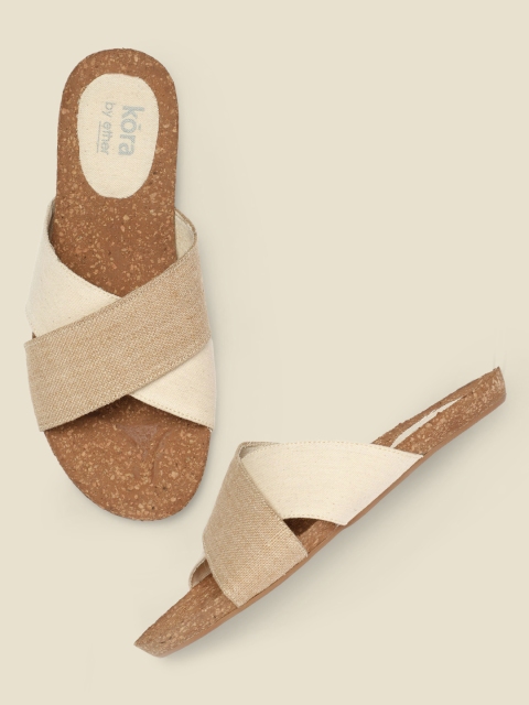 

Kora Collection Unbleached Kora and Jute Sustainable Flats, Beige