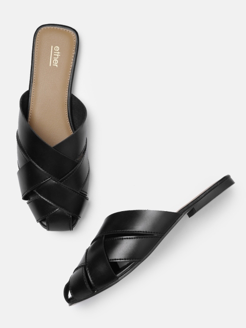 

ether Women Black Solid Mules