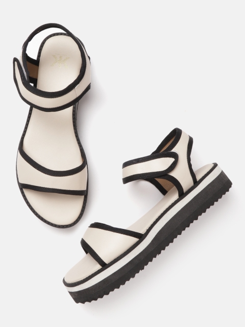 

Kook N Keech Women Off-White & Black Colourblocked Flatforms