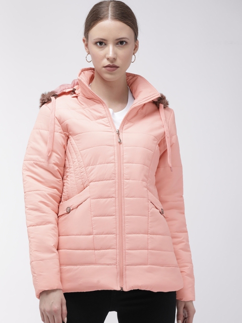 Foreign Culture By Fort Collins Pink Women Solid Parka Jacket