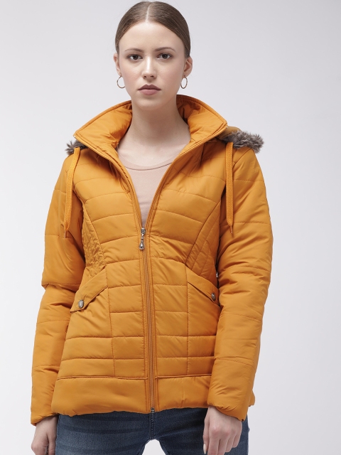 

Foreign Culture By Fort Collins Women Mustard Yellow Solid Padded Jacket