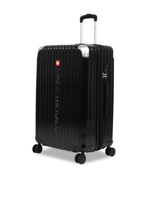 

SWISS MILITARY Unisex Black Textured Medium Trolley Suitcase