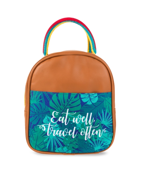 

Chumbak Brown & Blue Printed Leather Handheld Bag