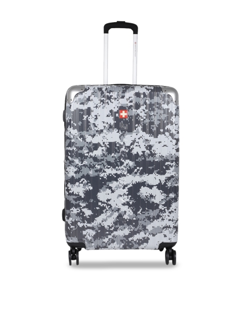 

SWISS MILITARY Unisex Grey Camouflage Print Medium Trolley Suitcase