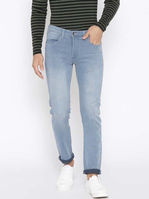 

Pepe Jeans Men Blue Tapered Fit Mid-Rise Clean Look Stretchable Jeans