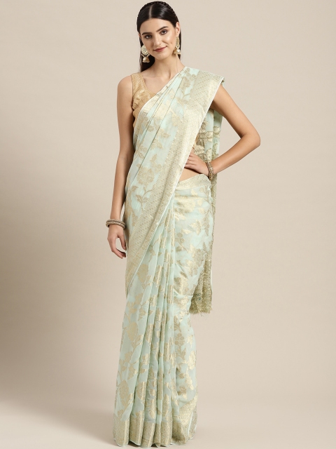 

Geroo Jaipur Blue & Golden Zari Handwoven Banarasi Saree