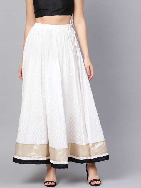 

Geroo Jaipur Hand Block Printed White Pure Cotton Sustainable Skirt