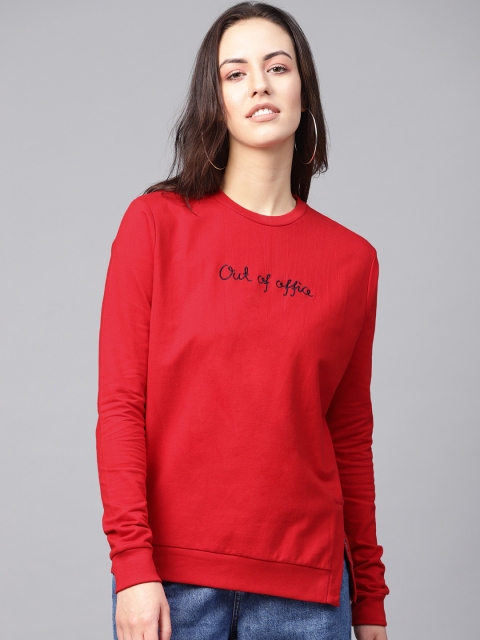 

French Connection Women Red Printed Detail Sweatshirt
