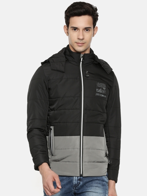 

SPYKAR Men Black & Grey Colourblocked Puffer Jacket