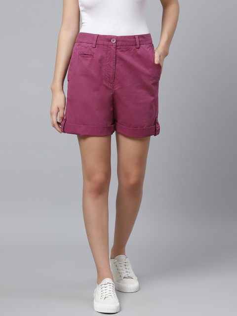 

Marks & Spencer Women Magenta Pure Cotton Solid Regular Fit Chino Shorts
