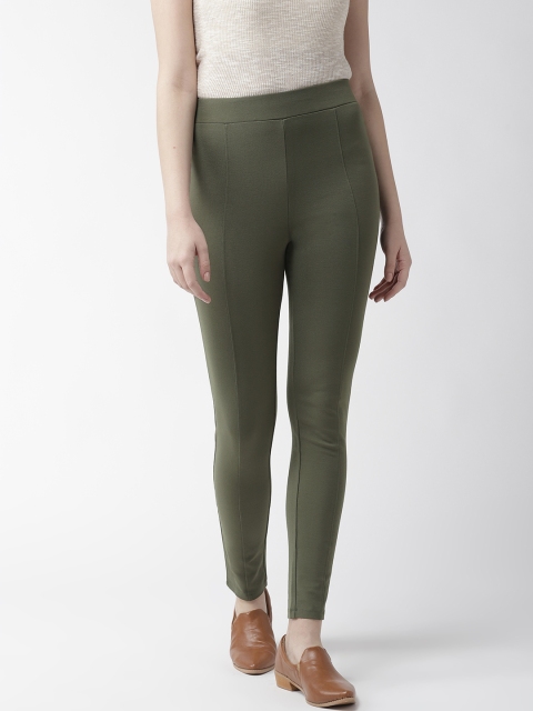 

Marks & Spencer Women Olive Green Solid Treggings