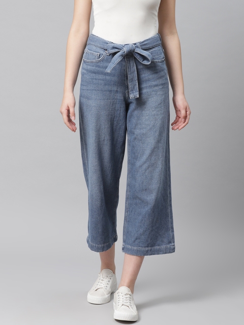 

Marks & Spencer Women Blue Flared High-Rise Clean Look Cropped Jeans