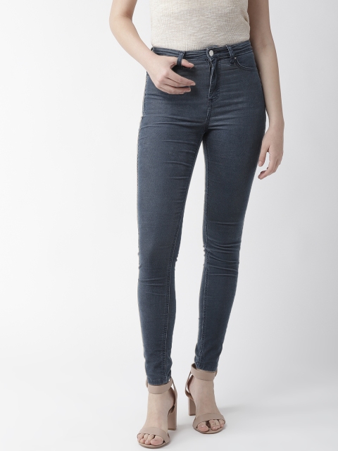 

Marks & Spencer Women Navy Blue Solid Slim Fit Corduroy Trousers