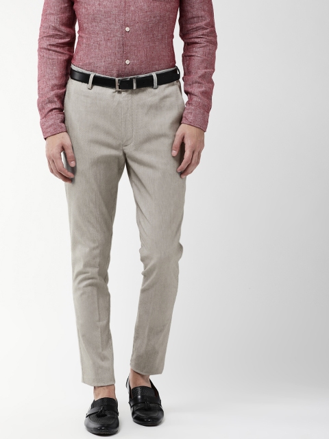 

Marks & Spencer Men Grey Slim Fit Textured Formal Trousers